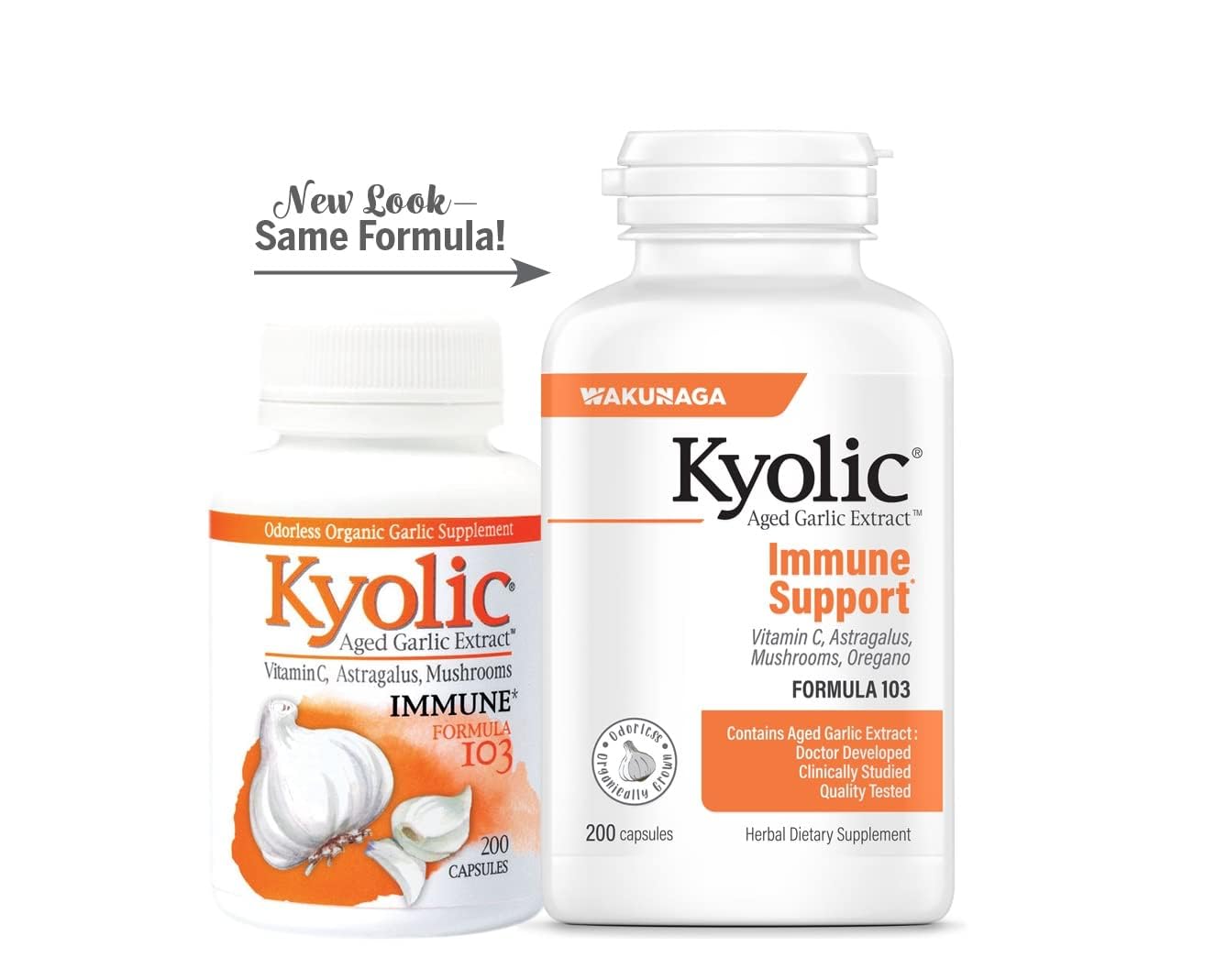 Kyolic aged garlic capsules ingredient label with astragalus and olive leaf extract