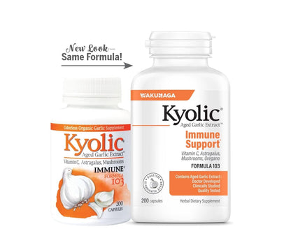 Kyolic aged garlic capsules ingredient label with astragalus and olive leaf extract