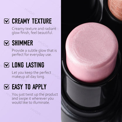 Ownest shimmer glow face illuminator stick dual sides open.
