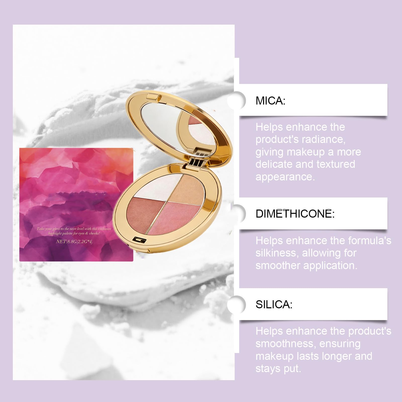 Tarte 4 in 1 makeup book palette showing dimensions and premium compact design