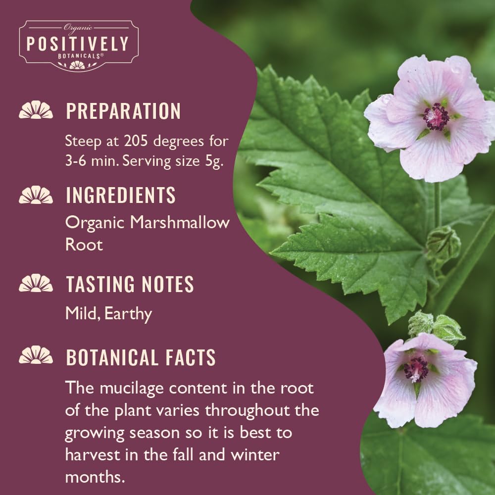 Resealable pouch of Organic Positively Tea Company Marshmallow Root
