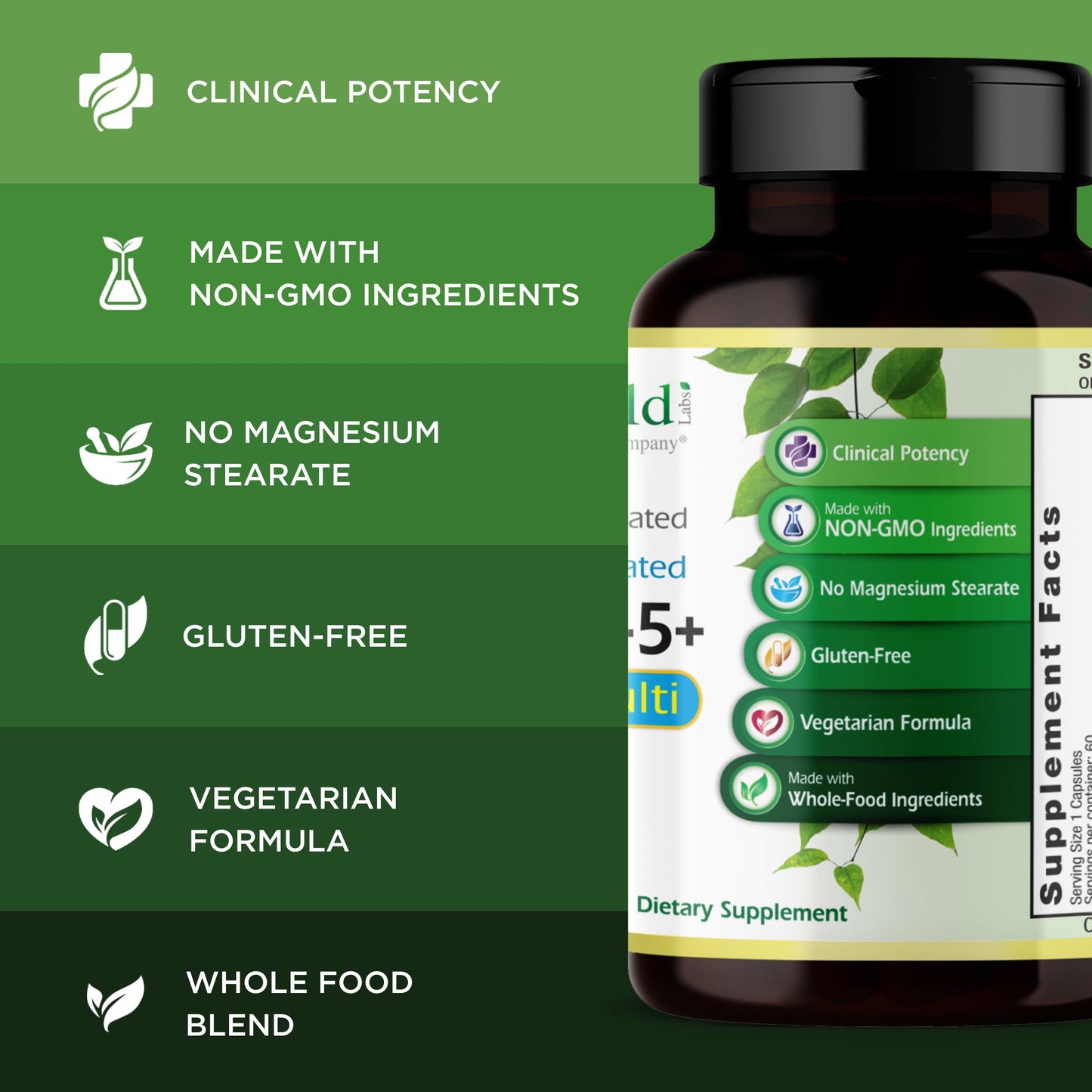 Authentic USA imported Emerald Labs men's daily nutritional multi capsule presentation on clean background