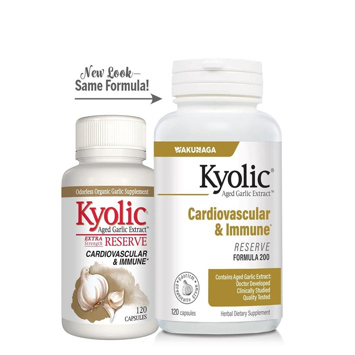 Kyolic formula 200 daily heart health dietary supplement nutritional information label.
