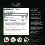 Peak Vitals DHT Blocker dietary supplement facts panel listing saw palmetto and biotin dosages.