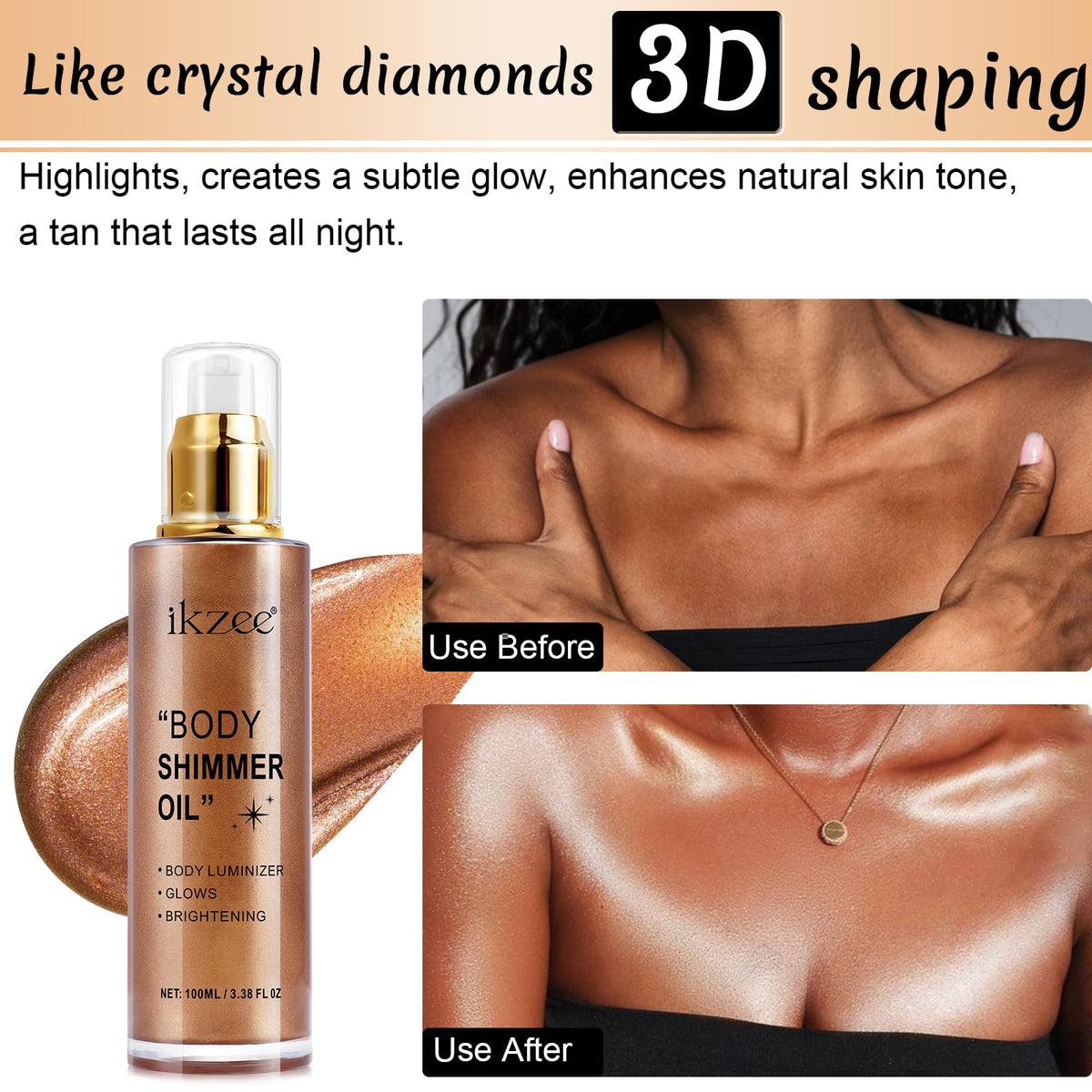 Side profile view of the bottle displaying the product label and volume specifications.