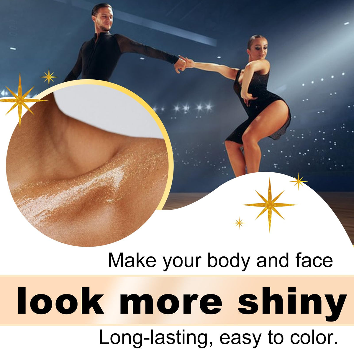 Demonstration of mixing the luminous body oil with lotion for custom brightness.