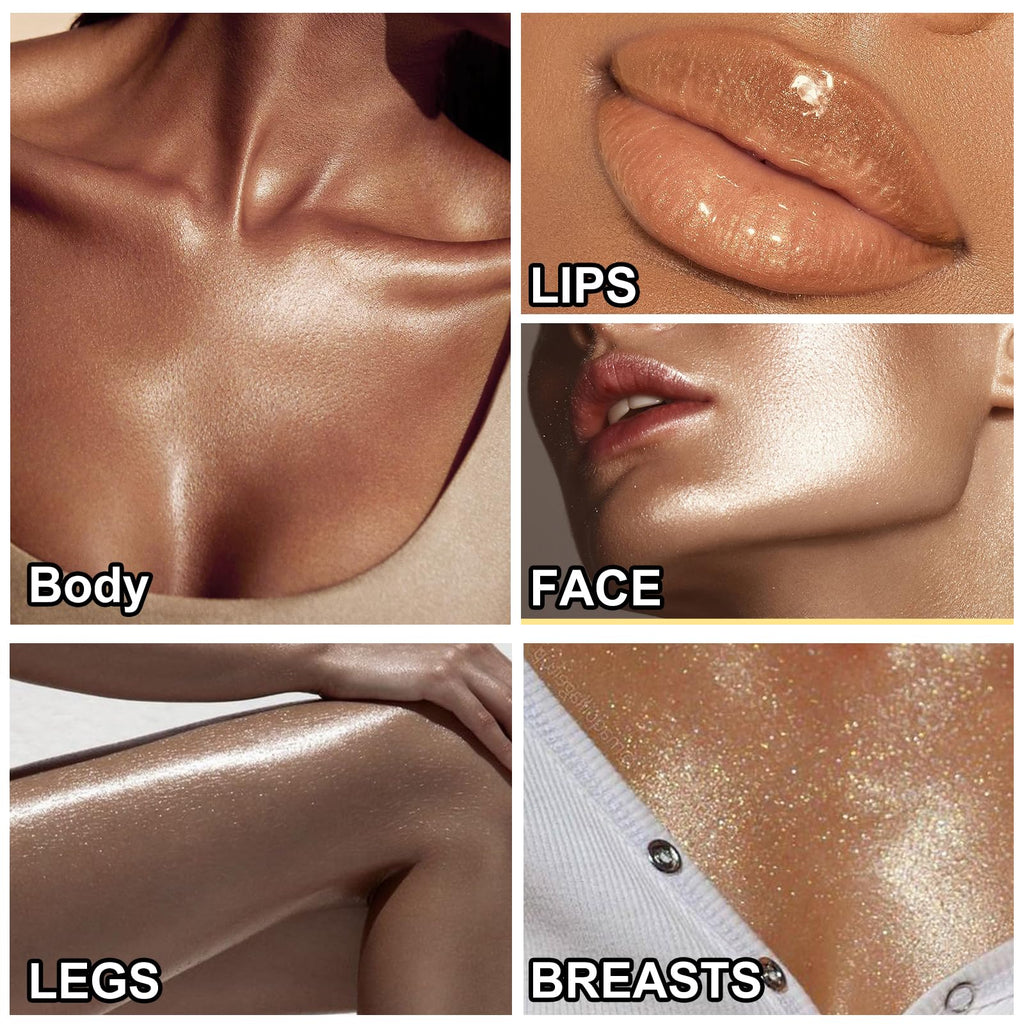 Model showcasing the sun-kissed bronze gold radiance provided by the body luminizer.