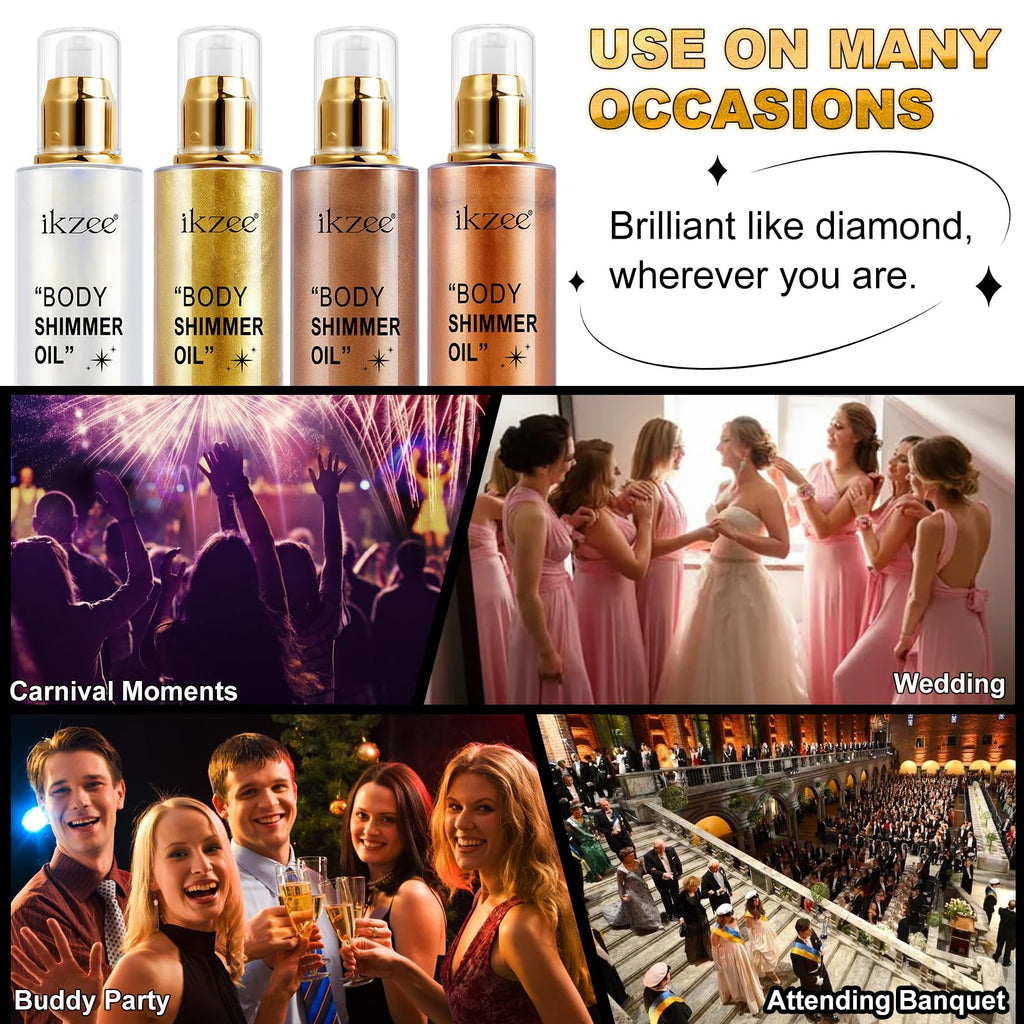 Packaging and bottle layout of the long-lasting moisturizing body glow oil.