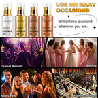 Packaging and bottle layout of the long-lasting moisturizing body glow oil.