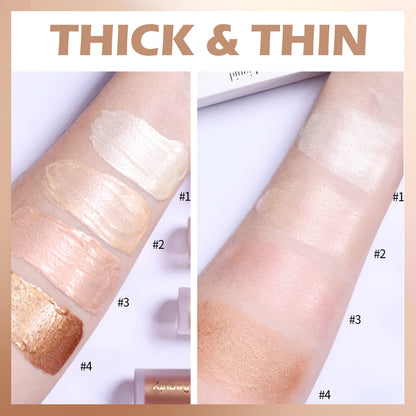 Erinde 01 Moonlight liquid makeup highlighter swatch comparison