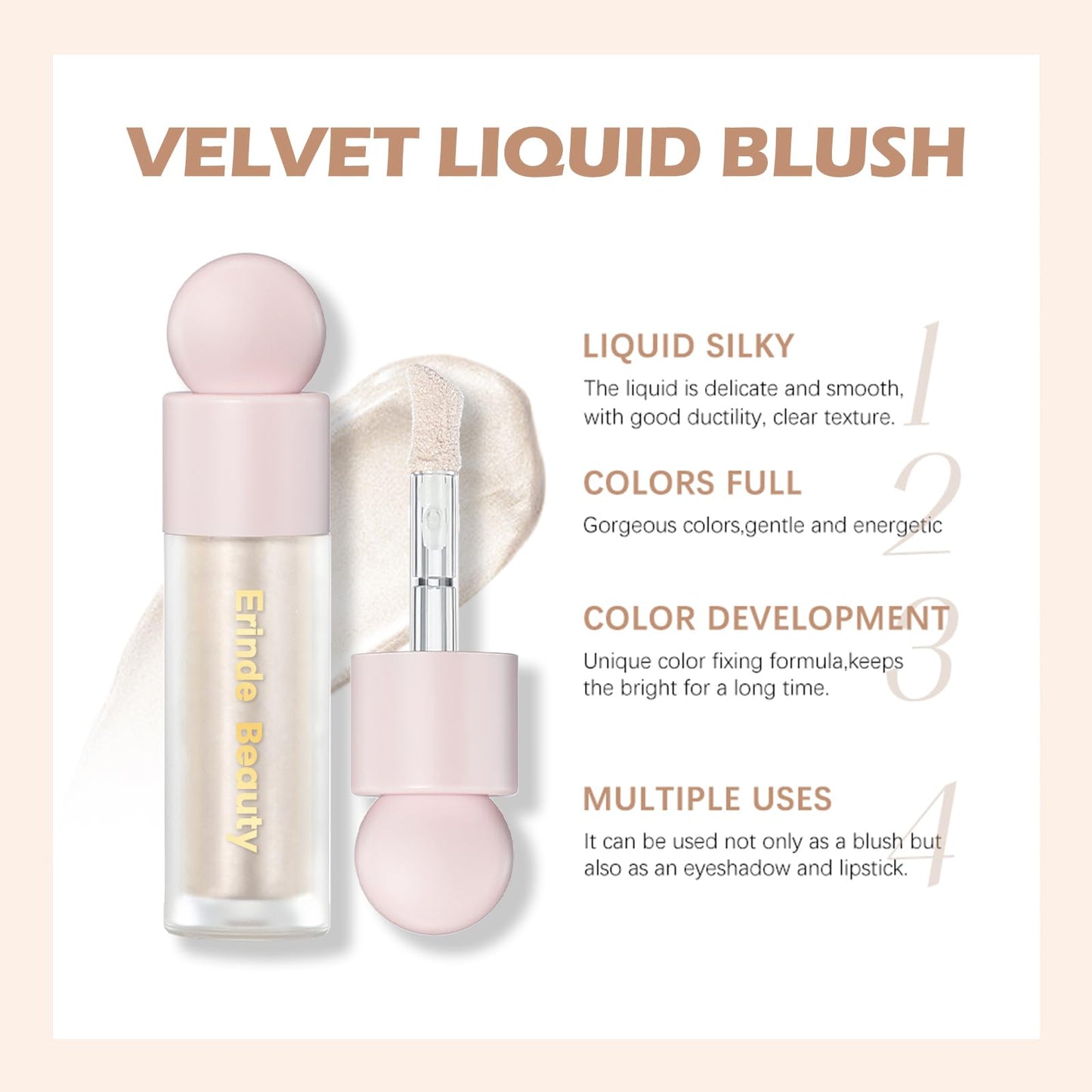 Erinde gloss finish liquid highlighter packaging box details