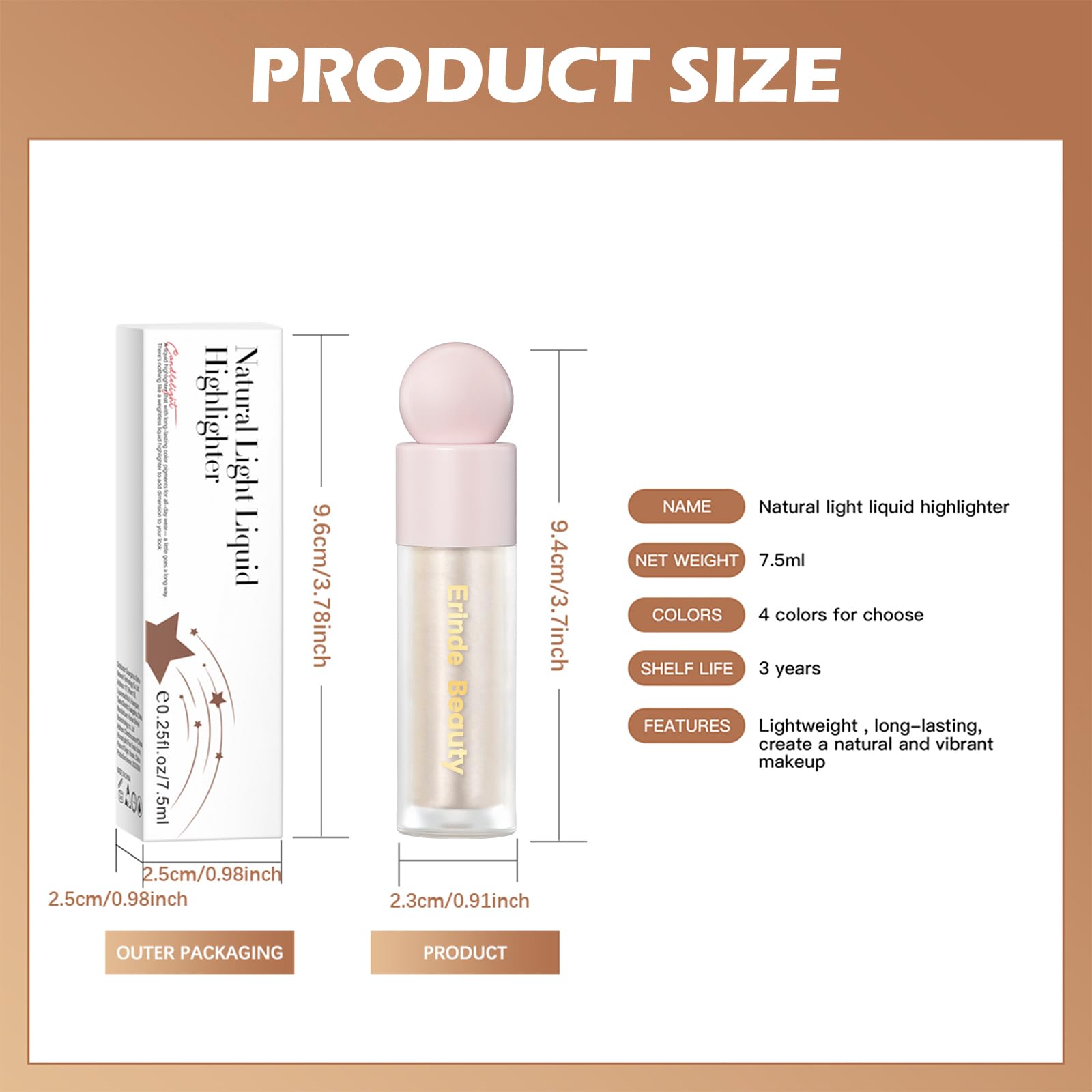 Erinde imported cruelty free liquid highlighter being applied to cheekbones
