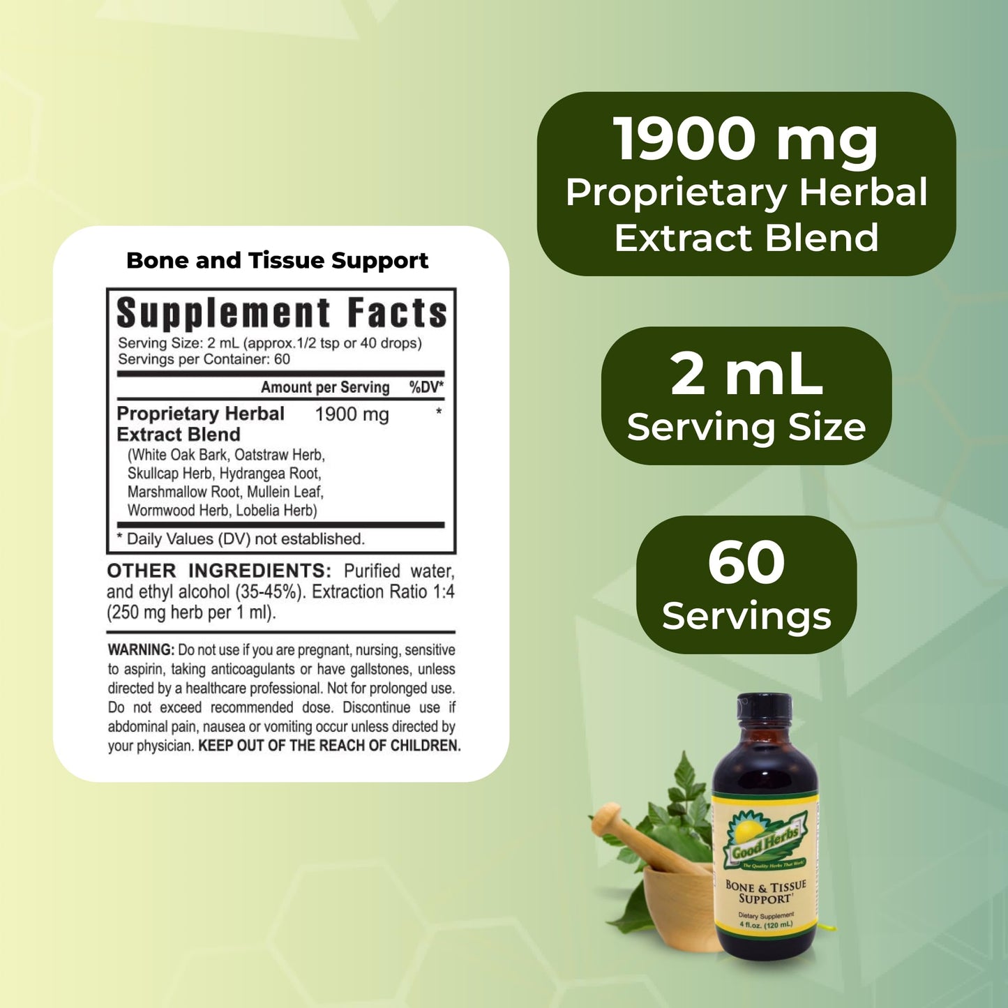 Side view of Youngevity Bone and Tissue Support 4 fluid ounce bottle