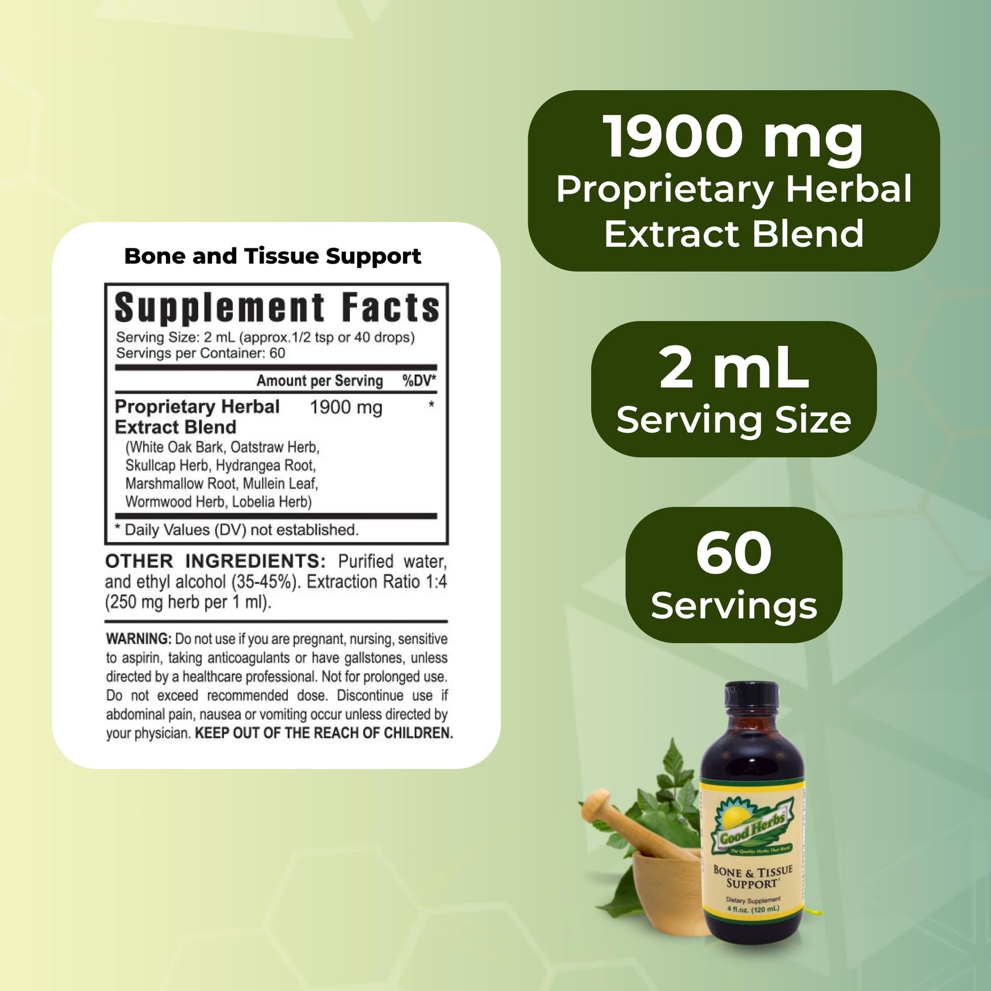 Side view of Youngevity Bone and Tissue Support 4 fluid ounce bottle