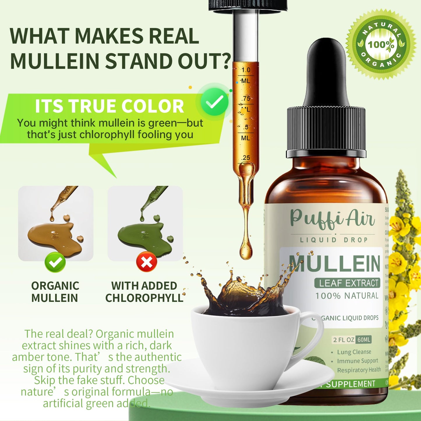 Close up of Puffiair herbal respiratory supplement bottle