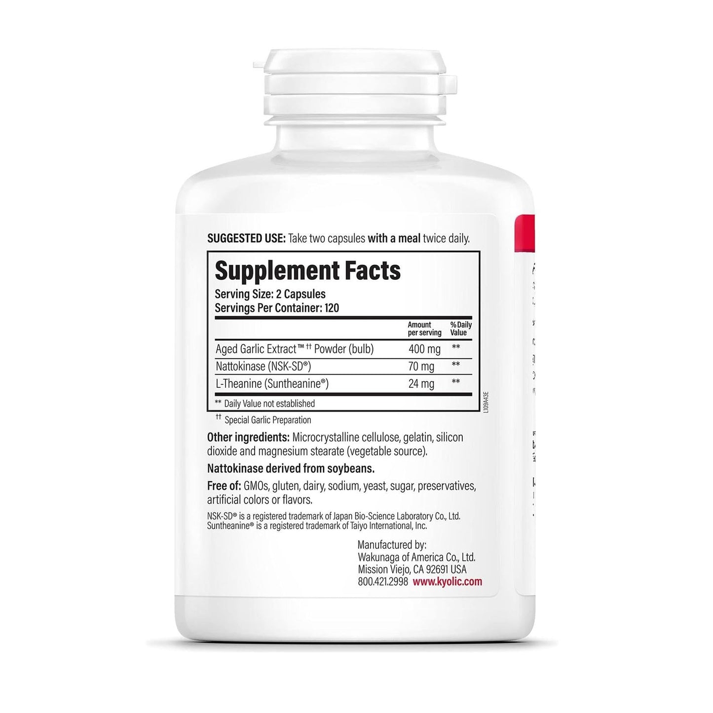 Odorless garlic extract supplement bottle back label ingredients