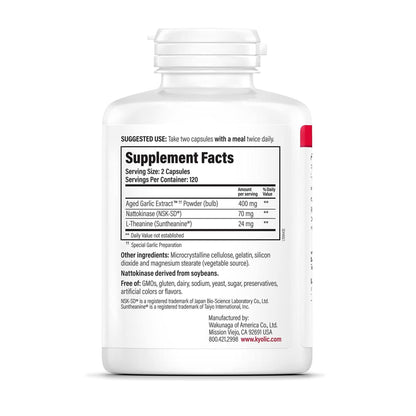 Odorless garlic extract supplement bottle back label ingredients