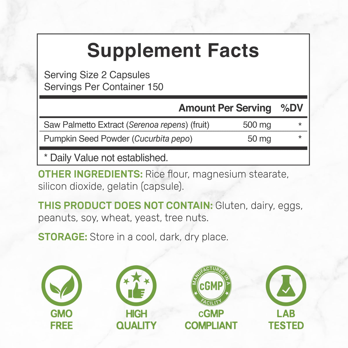Side panel view highlighting non-GMO and gluten-free USA manufactured seals on supplement bottle