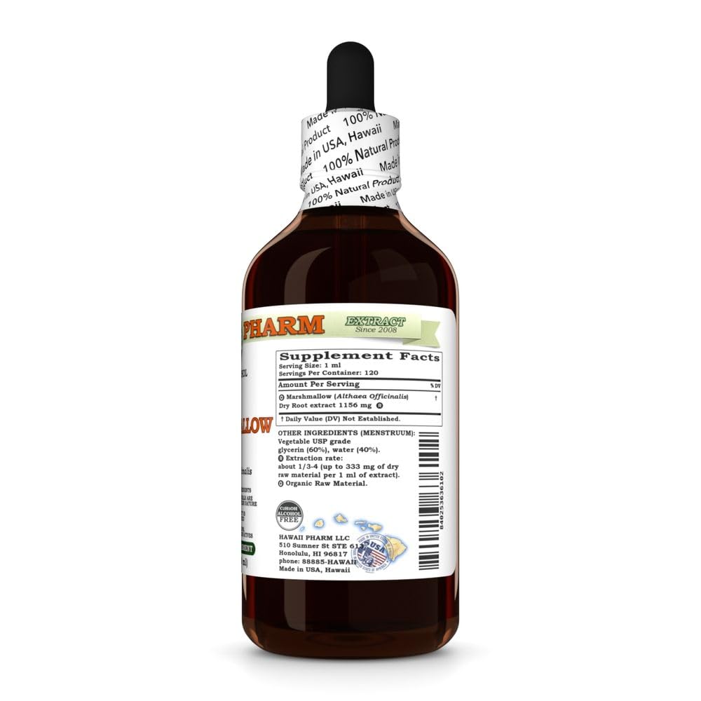 Hawaii Pharm marshmallow root extract alcohol free liquid label details