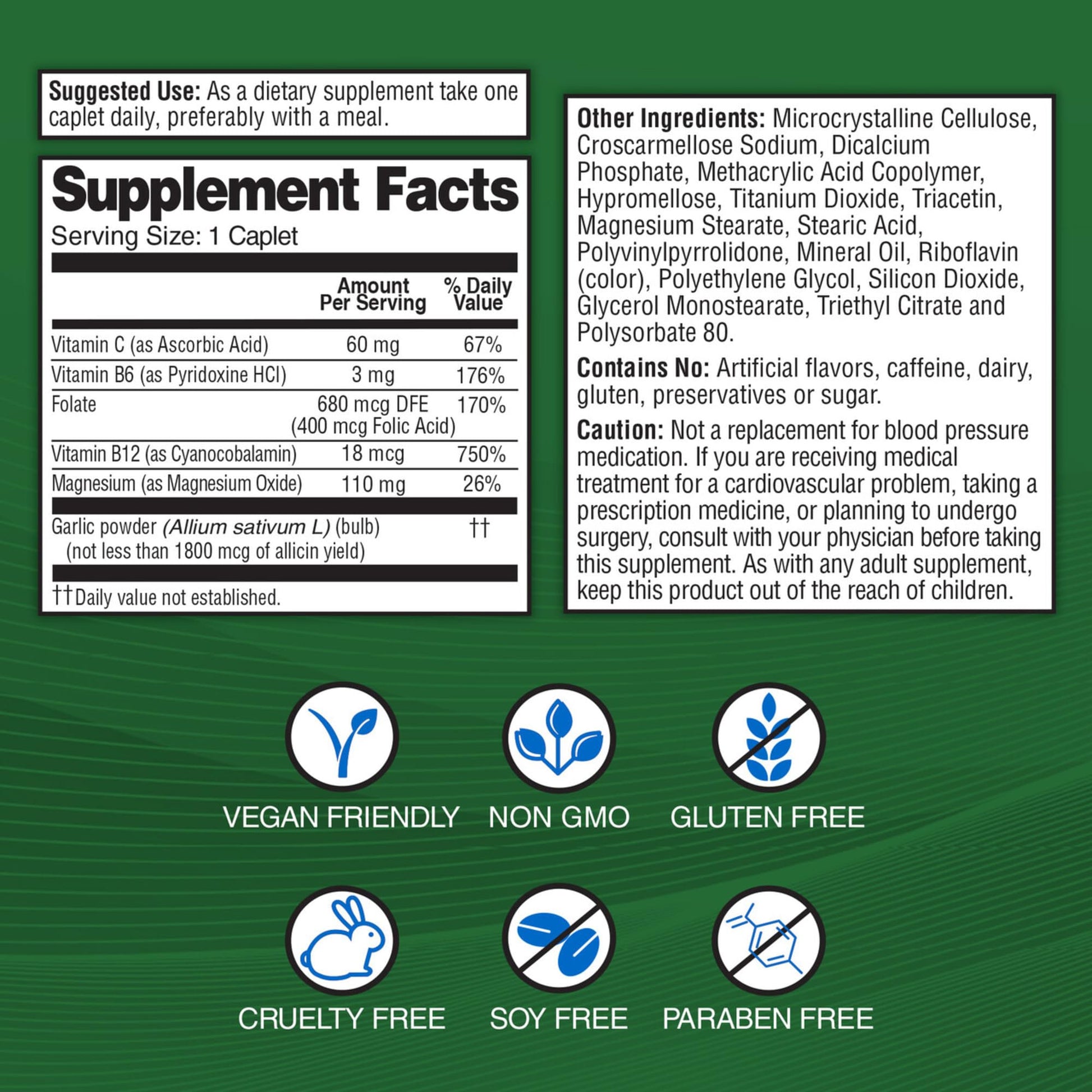 Garlique odorless garlic extract cardiovascular supplement packaging