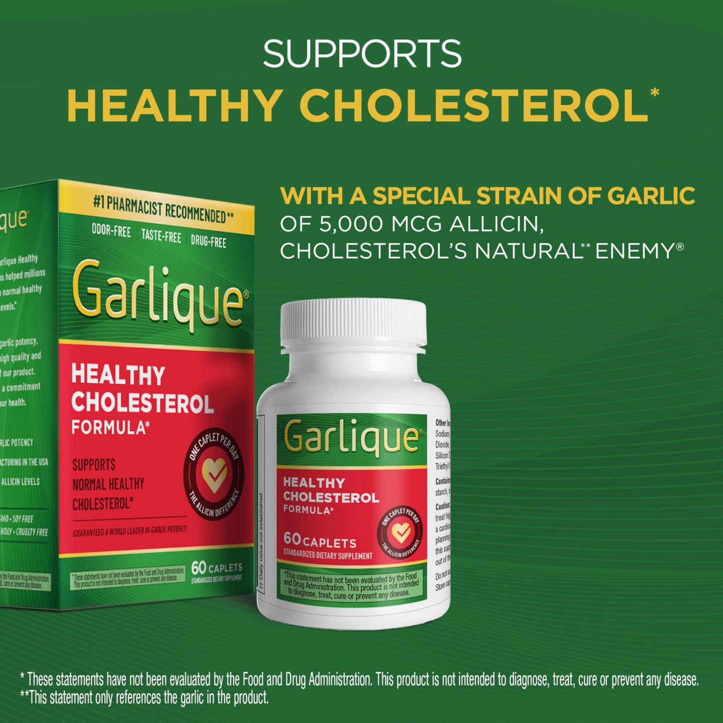 Garlique imported USA garlic extract caplets for cardiovascular wellness