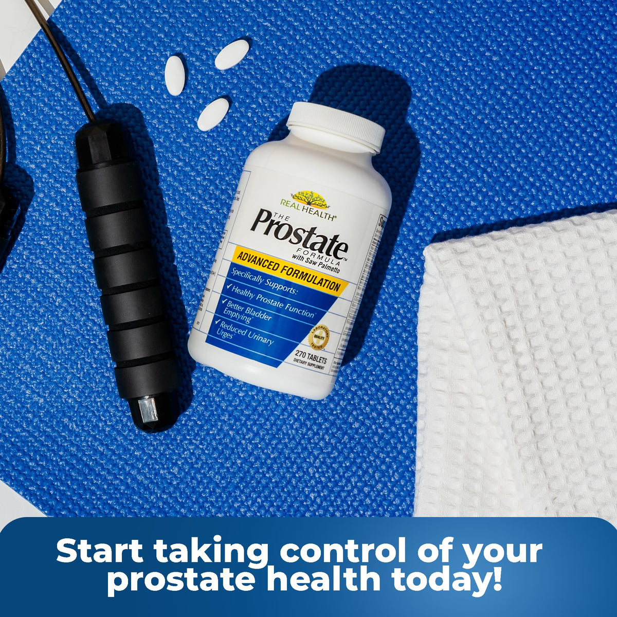 Close up of the supplement facts panel on the Real Health advanced prostate formula for bladder support