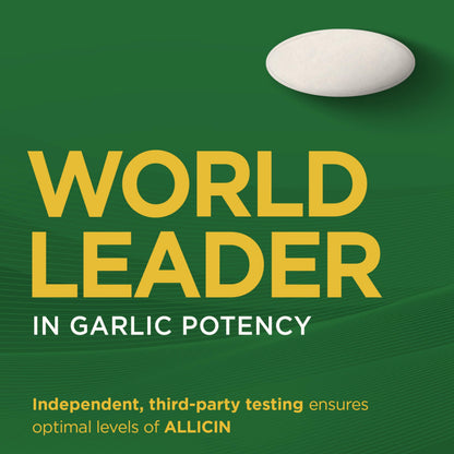 Garlique 5000 mcg allicin yield enteric coated caplets close up