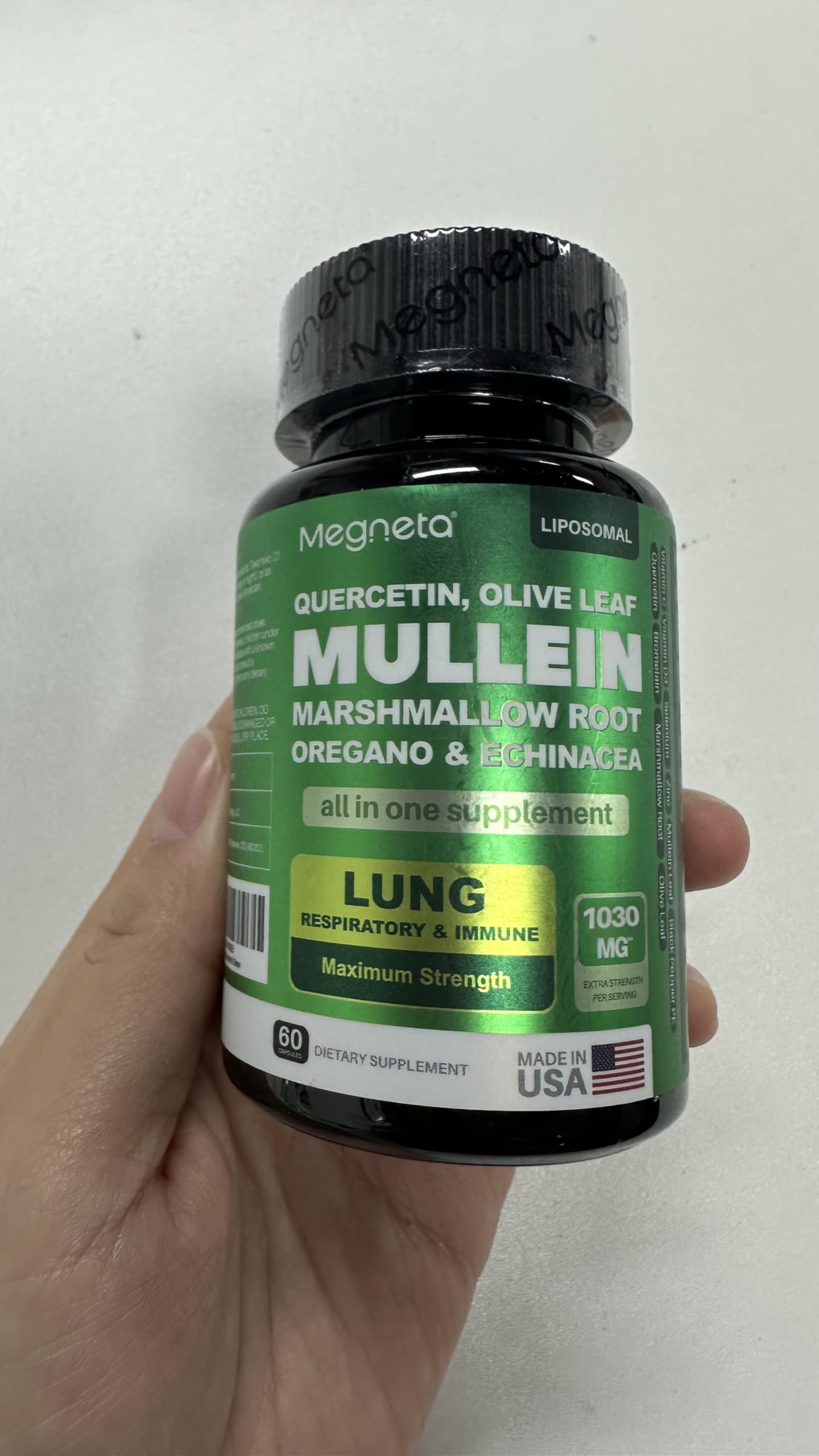 Megneta respiratory health supplement label details