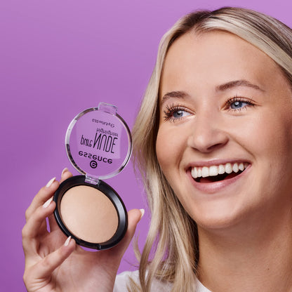Cruelty free and vegan natural glow highlighter from Essence Cosmetics in imported packaging.