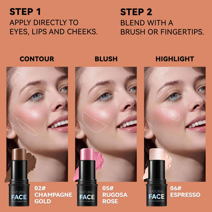 Creamy texture swatches of the Light Medium cream contour bronzer blush and highlighter sticks