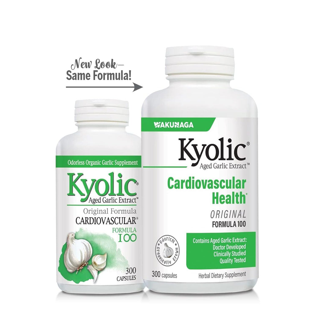 Premium odorless garlic extract capsules by Kyolic for natural immune and cholesterol support.