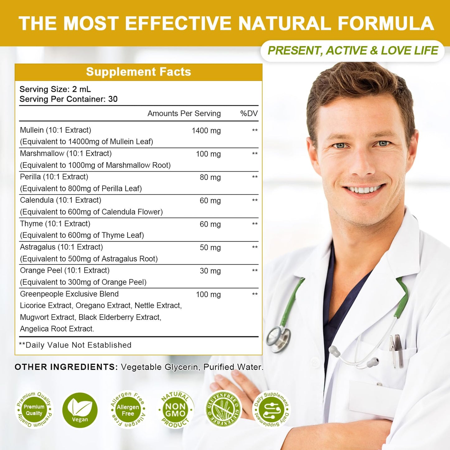 Natural vegan herbal drops for respiratory wellness