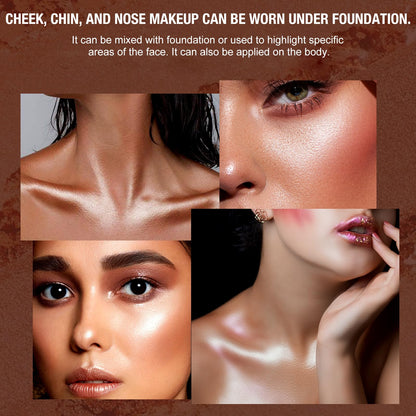 Waterproof facial bronzer and high gloss contour powder palette for a long lasting dewy glow.