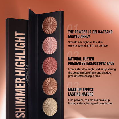 Multi color face highlight cosmetics in sleek travel friendly packaging.