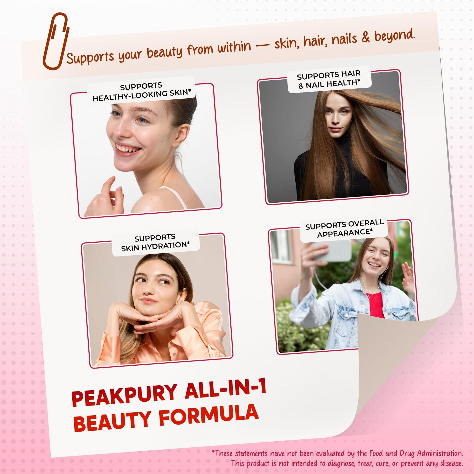 USA imported PEAKPURY beauty and joint supplement bottle containing one hundred and fifty capsules