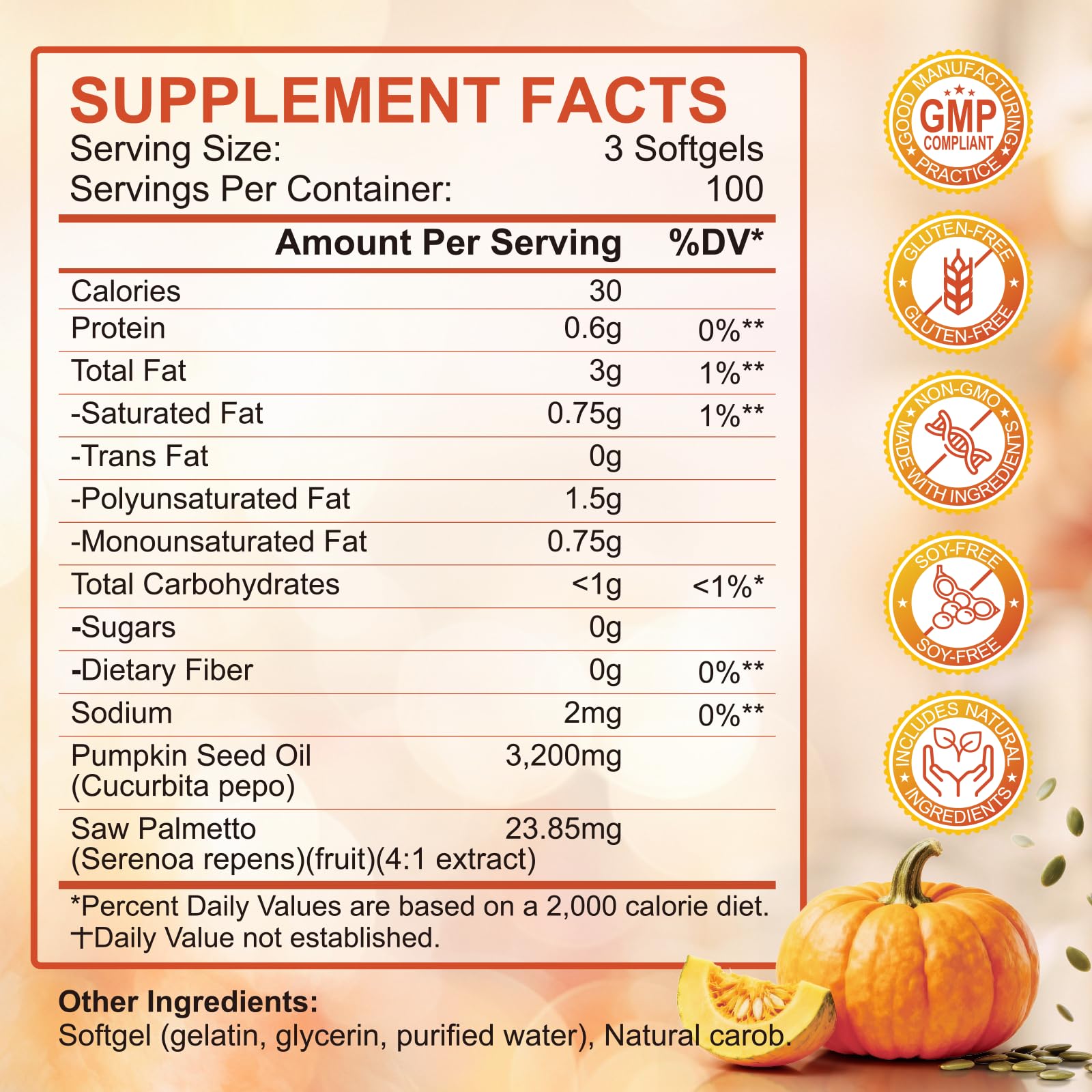SCOLA 3200mg cold pressed pumpkin seed oil supplement for hair loss control