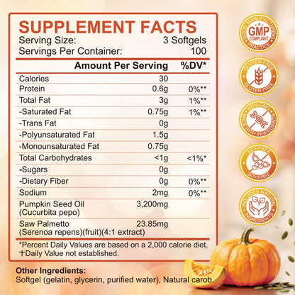 SCOLA 3200mg cold pressed pumpkin seed oil supplement for hair loss control