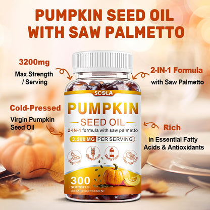 SCOLA saw palmetto and pumpkin seed oil softgels dietary facts label