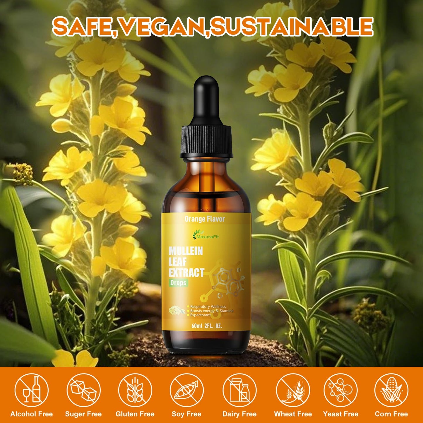 MaxuraFit Mullein and Cordyceps lung support drops bottle