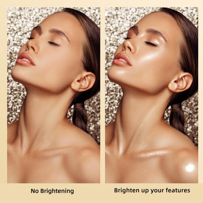 Close up of the high glossy shimmer smooth baked powder inside the ELLESY Sun Glow compact