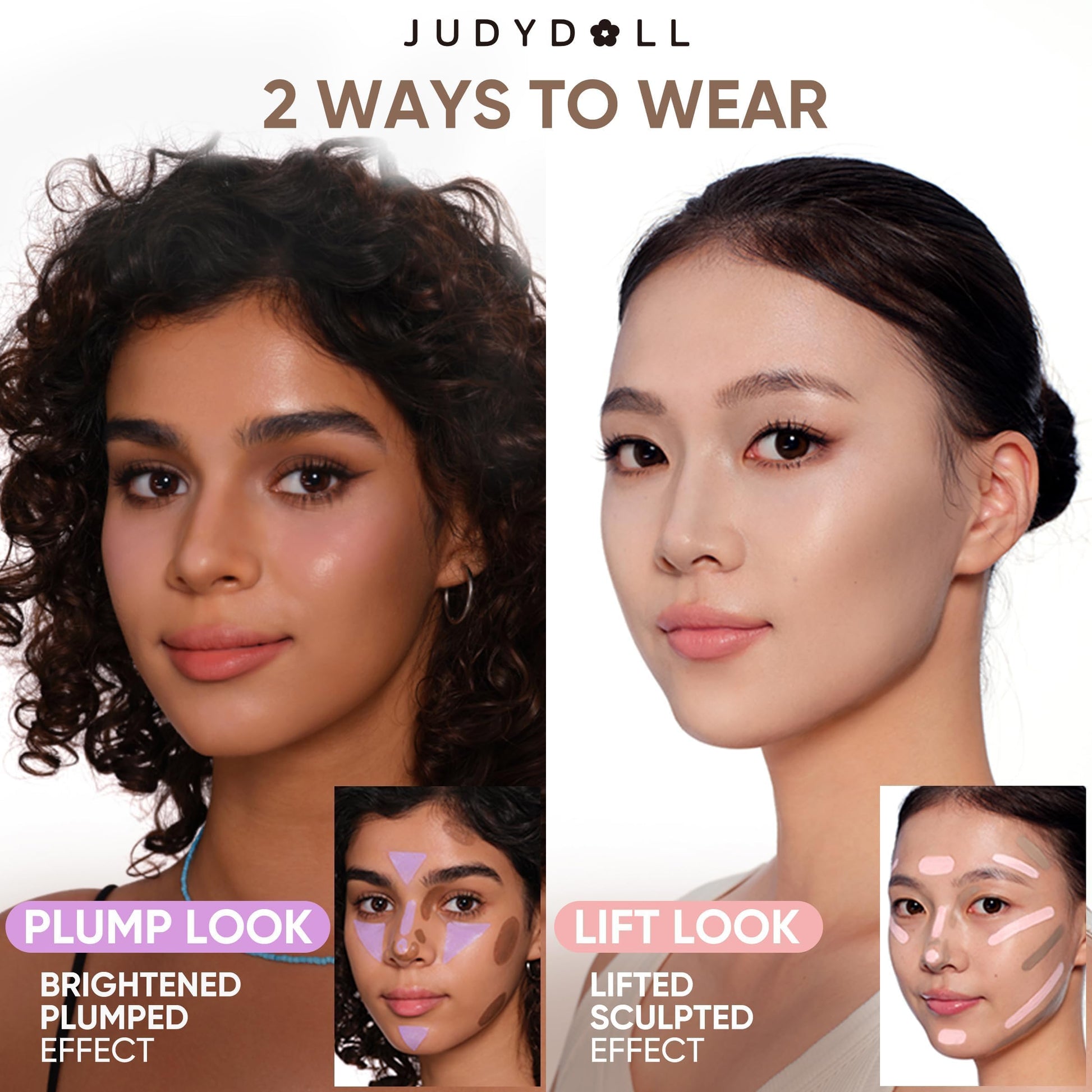 Authentic Judydoll liquid contour components showcasing color correcting technology packaging