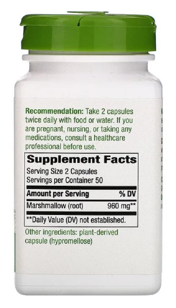 Nature's Way Marshmallow Root vegetarian supplement label details