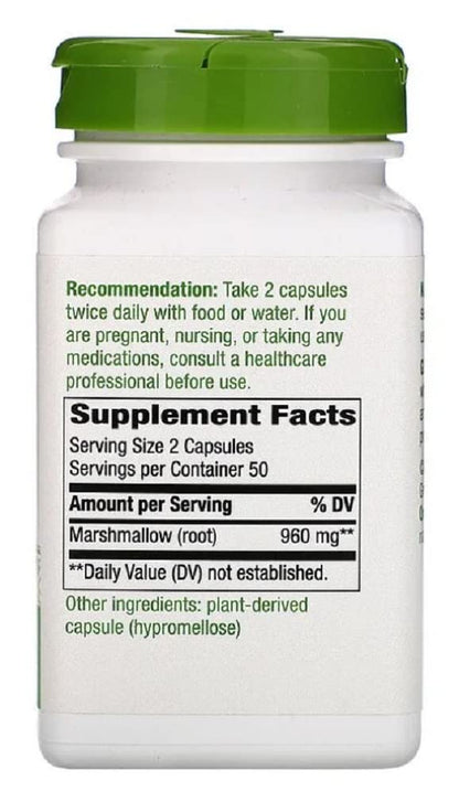 Nature's Way Marshmallow Root vegetarian supplement label details