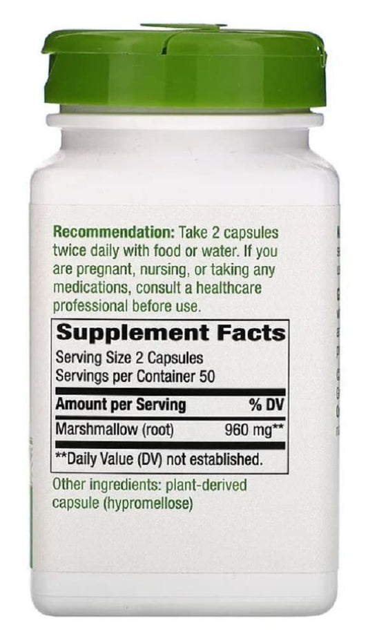 Nature's Way Marshmallow Root vegetarian supplement label details