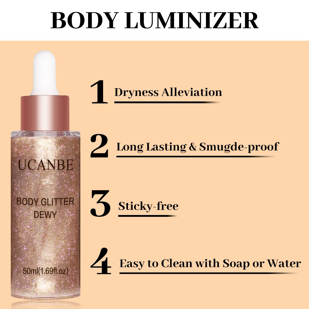 UCANBE liquid luminizer drops Rose Gold 03 shade swatch