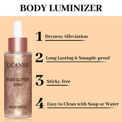 UCANBE liquid luminizer drops Rose Gold 03 shade swatch