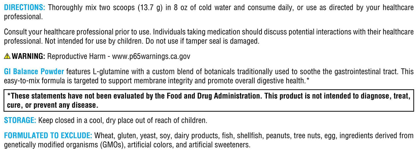 Scoop of Xymogen GI Balance powder showing serving size