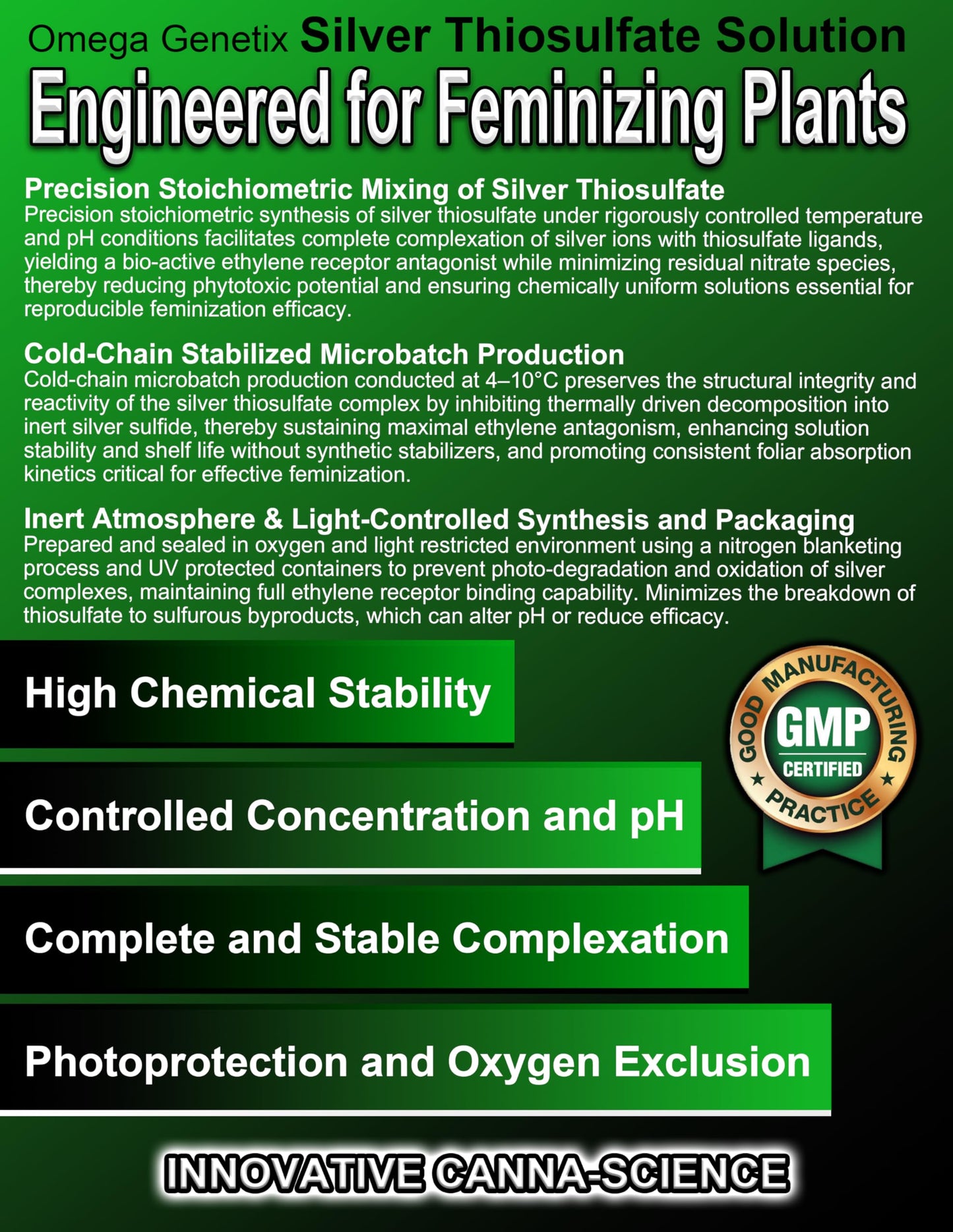 Professional grade silver thiosulfate solution for indoor growers