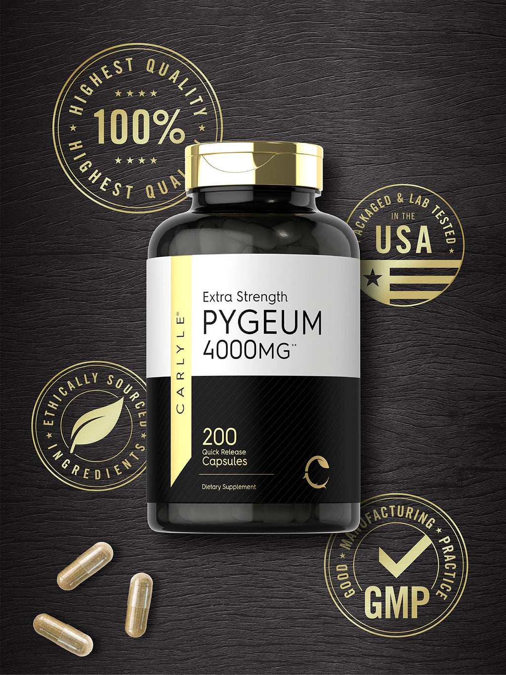 Non GMO gluten free pygeum africanum bark capsules label