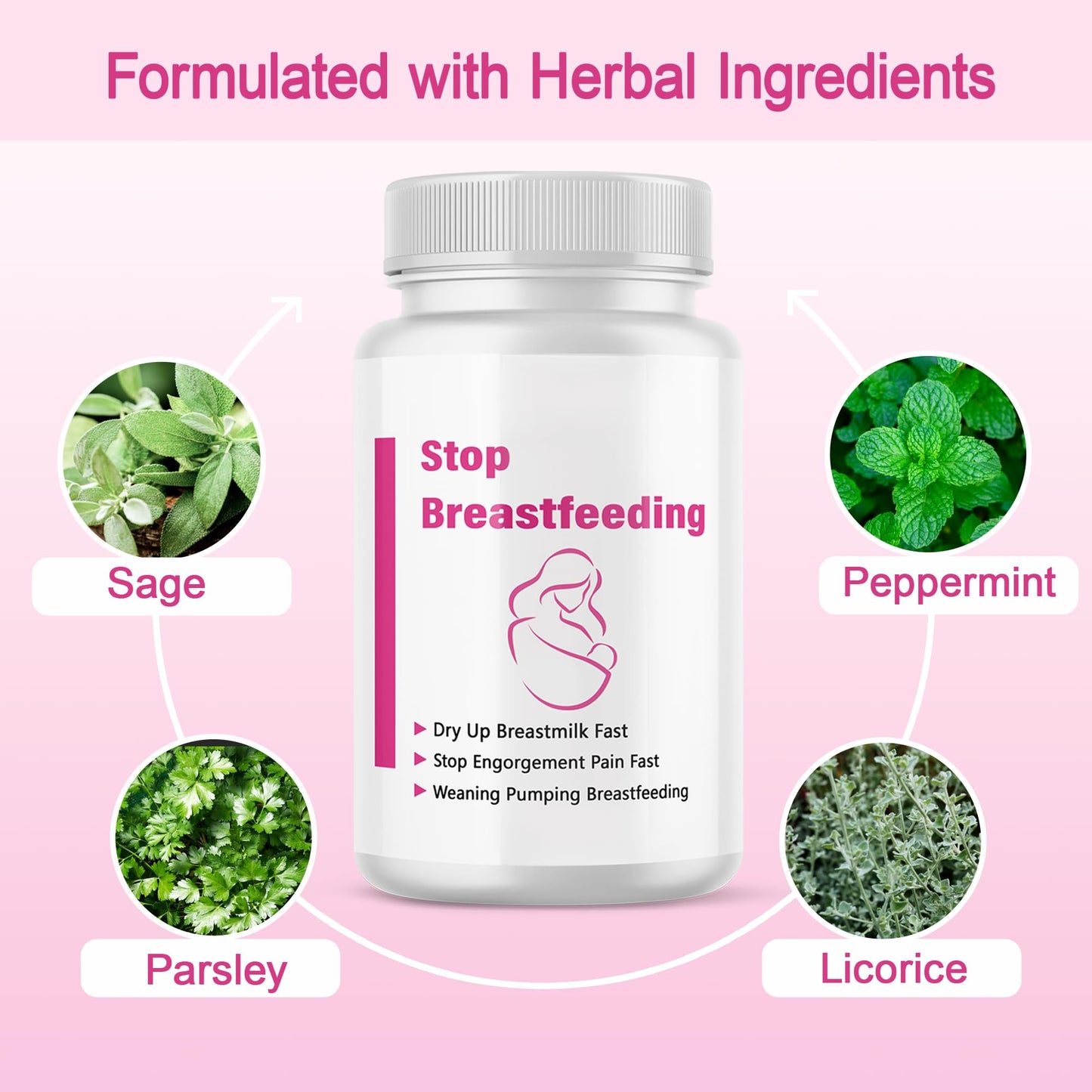 Side view of Shunniub postpartum weaning support capsules bottle